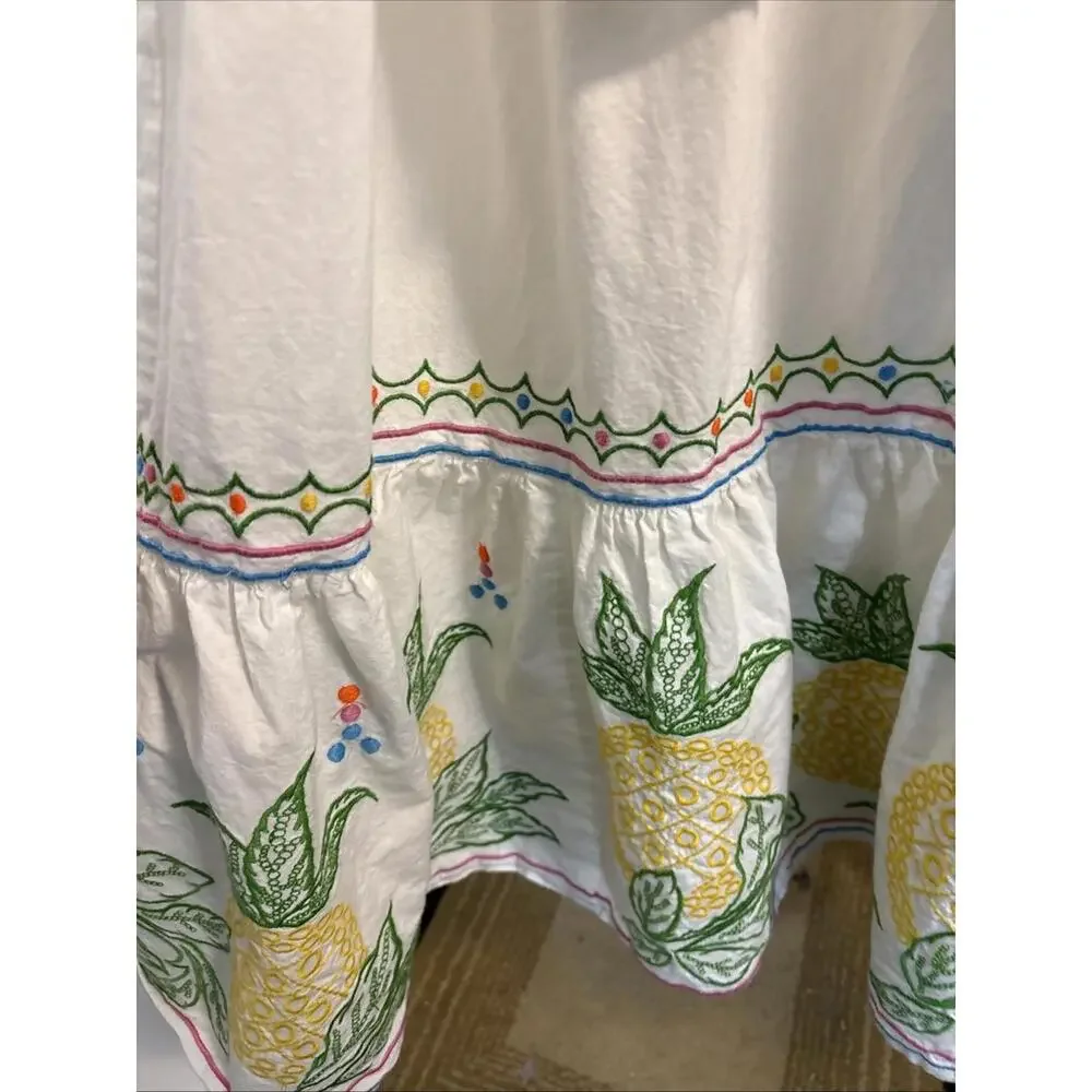 NWT Roller Rabbit‎ Embroidered Valonia Dress with Pineapples, XXS